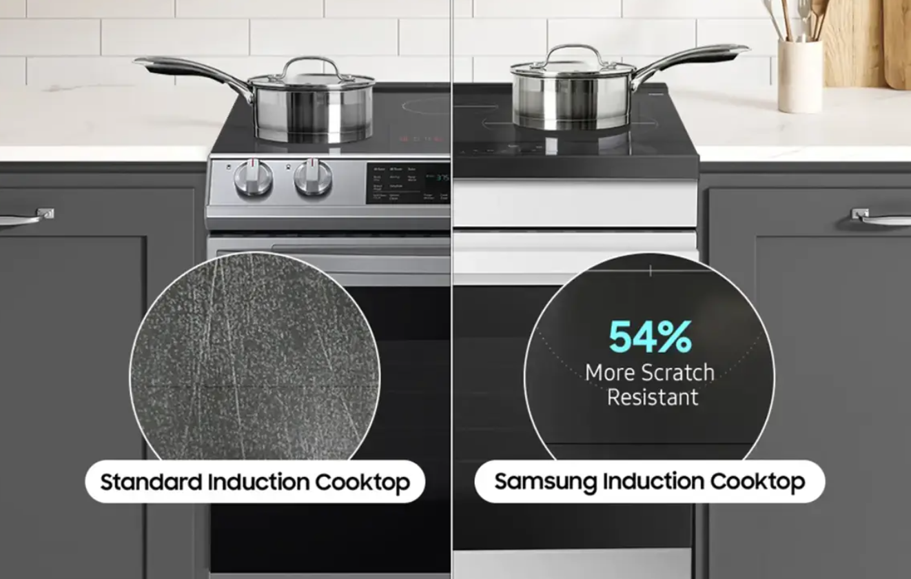 Samsung - Bespoke 6.3 Cu. Ft. Slide-In Electric Induction Range with Air Fry - White Glass