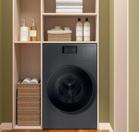 Samsung - Bespoke AI 5.3 Cu. Ft. All-in-One Front Load Washer & Dryer with Super Speed Wash and Ventless Heat Pump Electric Dryer - Dark Steel