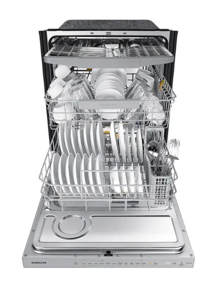 Samsung - 24" Bespoke AutoRelease Dry Smart Built-In Stainless Steel Tub Dishwasher with 3rd Rack, StormWash+, 42 dBA - White Glass