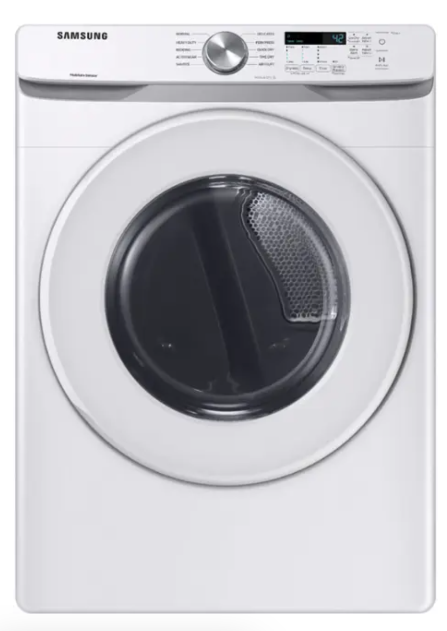 Samsung - 7.5 Cu. Ft. Stackable Electric Dryer with Sensor Dry - White