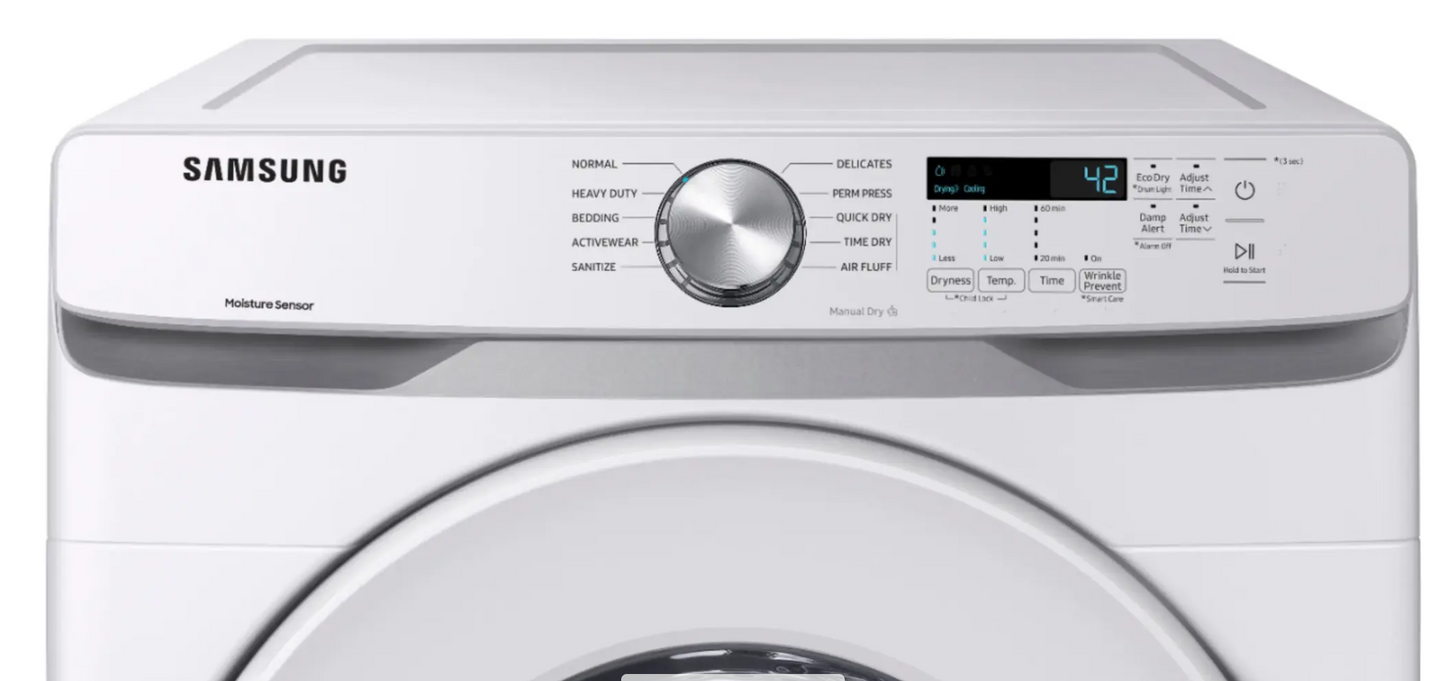 Samsung - 7.5 Cu. Ft. Stackable Electric Dryer with Sensor Dry - White